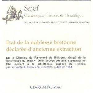 Etat de la noblesse bretonne déclarée d'ancienne extraction (Cd-Rom)